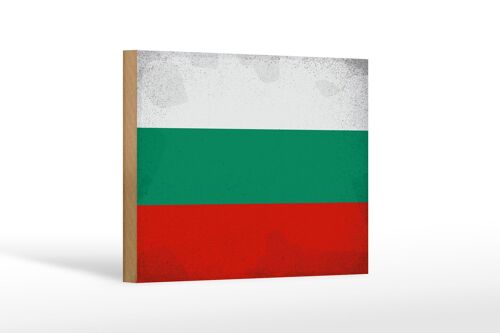 Holzschild Flagge Bulgarien 18x12 cm Flag Bulgaria Vintage Dekoration