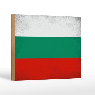 Holzschild Flagge Bulgarien 18x12 cm Flag Bulgaria Vintage Dekoration