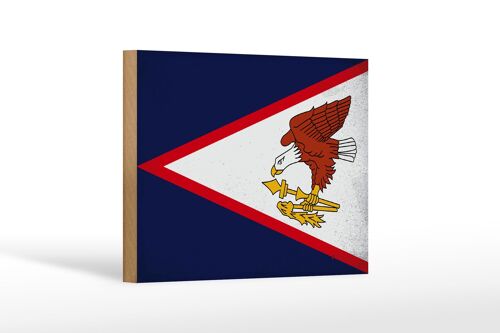 Holzschild Flagge 18x12 cm Flag of American Samoa Vintage Dekoration
