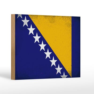 Holzschild Flagge Bosnien und Herzegowina 18x12 cm Vintage Dekoration