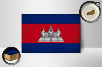 Panneau en bois drapeau Cambodge 18x12cm Drapeau Cambodge décoration vintage 2