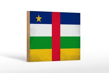 Panneau en bois drapeau République Centrafricaine 18x12 cm VI décoration 1