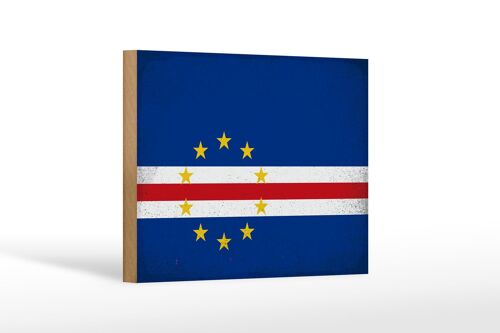 Holzschild Flagge Kap Verde 18x12 cm Cape Verde Vintage Dekoration