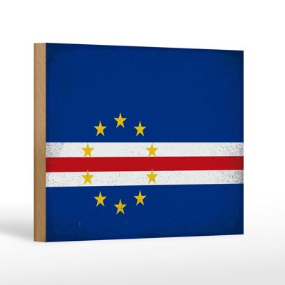 Letrero de madera bandera Cabo Verde 18x12 cm Decoración vintage Cabo Verde
