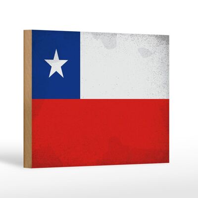 Holzschild Flagge Chile 18x12 cm Flag of Chile Vintage Dekoration