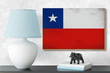 Panneau en bois drapeau Chili 18x12 cm Drapeau du Chili décoration vintage 3