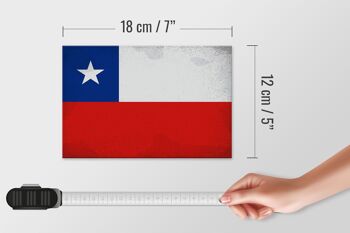 Panneau en bois drapeau Chili 18x12 cm Drapeau du Chili décoration vintage 4
