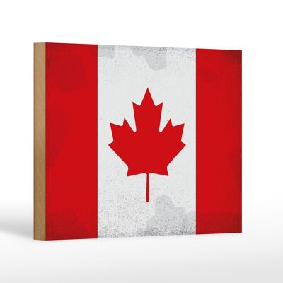 Holzschild Flagge Kanada 18x12 cm Flag of Canada Vintage Dekoration