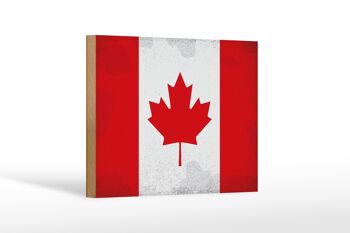 Panneau en bois drapeau Canada 18x12 cm Drapeau du Canada décoration vintage 1