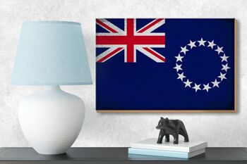 Panneau en bois drapeau Îles Cook 18x12 cm Décoration vintage Îles Cook 3