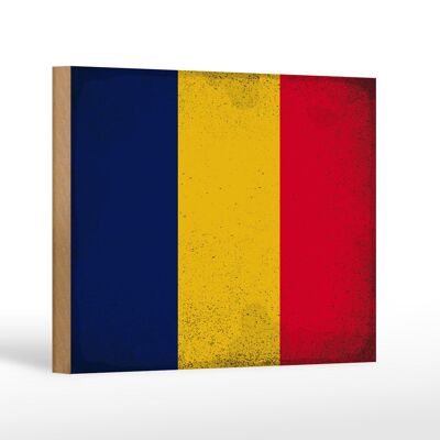 Holzschild Flagge des Tschad 18x12 cm Flag of Chad Vintage Dekoration