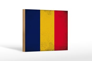 Panneau en bois drapeau du Tchad 18x12 cm Drapeau du Tchad décoration vintage 1