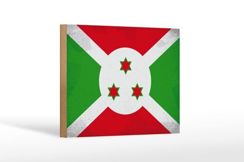 Holzschild Flagge Burundi 18x12 cm Flag of Burundi Vintage Dekoration