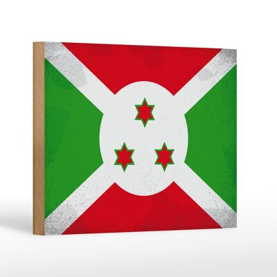 Panneau en bois drapeau Burundi 18x12 cm Drapeau du Burundi décoration vintage
