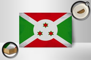 Panneau en bois drapeau Burundi 18x12 cm Drapeau du Burundi décoration vintage 2