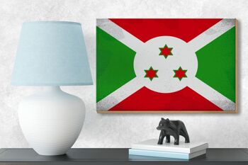 Panneau en bois drapeau Burundi 18x12 cm Drapeau du Burundi décoration vintage 3