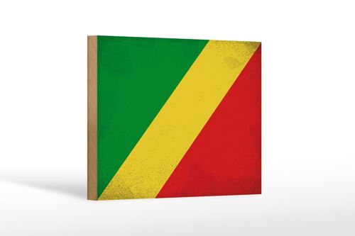 Holzschild Flagge Kongo 18x12 cm Flag of the Congo Vintage Dekoration