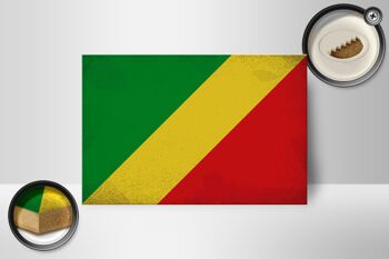 Panneau en bois drapeau Congo 18x12 cm Drapeau du Congo décoration vintage 2