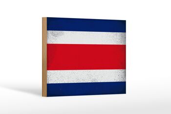 Panneau en bois drapeau Costa Rica 18x12 cm décoration vintage Costa Rica 1