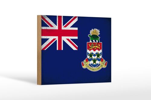 Holzschild Flagge Cayman Islands 18x12 cm Flag Vintage Dekoration