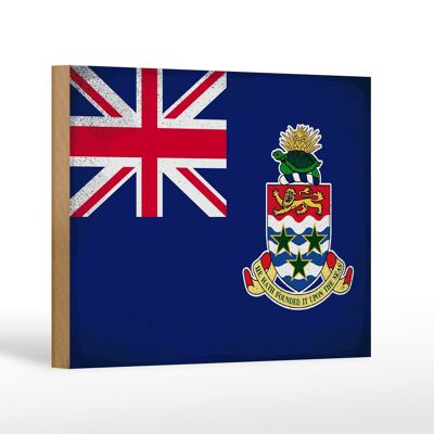 Holzschild Flagge Cayman Islands 18x12 cm Flag Vintage Dekoration