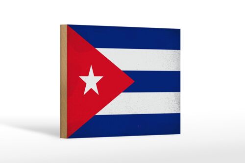 Holzschild Flagge Kuba 18x12 cm Flag of Cuba Vintage Dekoration