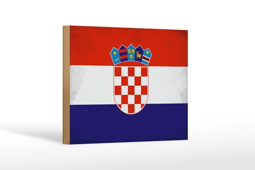Holzschild Flagge Kroatien 18x12cm Flag of Croatia Vintage Dekoration