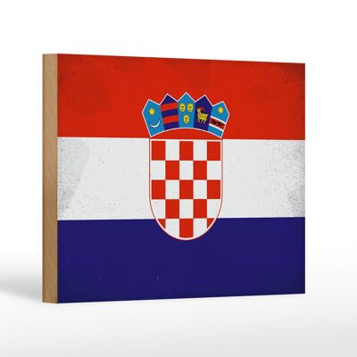 Holzschild Flagge Kroatien 18x12cm Flag of Croatia Vintage Dekoration
