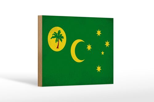 Holzschild Flagge Kokosinseln 18x12cm Cocos Island Vintage Dekoration
