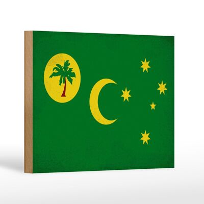 Holzschild Flagge Kokosinseln 18x12cm Cocos Island Vintage Dekoration