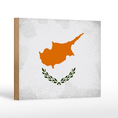 Panneau en bois drapeau Chypre 18x12 cm Drapeau de Chypre décoration vintage