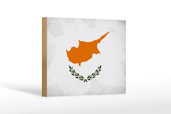 Panneau en bois drapeau Chypre 18x12 cm Drapeau de Chypre décoration vintage 1