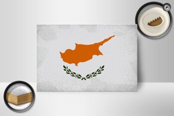 Panneau en bois drapeau Chypre 18x12 cm Drapeau de Chypre décoration vintage 2