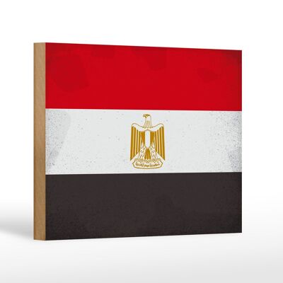 Letrero de madera bandera Egipto 18x12 cm Bandera de Egipto decoración vintage