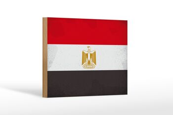 Panneau en bois drapeau Egypte 18x12 cm Drapeau de l'Egypte décoration vintage 1
