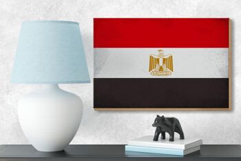 Panneau en bois drapeau Egypte 18x12 cm Drapeau de l'Egypte décoration vintage 3