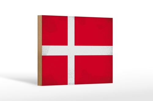 Holzschild Flagge Dänemark 18x12cm Flag of Denmark Vintage Dekoration