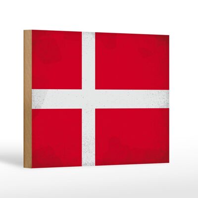 Cartello in legno bandiera Danimarca 18x12 cm Bandiera della Danimarca decorazione vintage