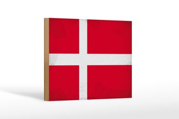 Panneau en bois drapeau Danemark 18x12cm Drapeau du Danemark décoration vintage 1