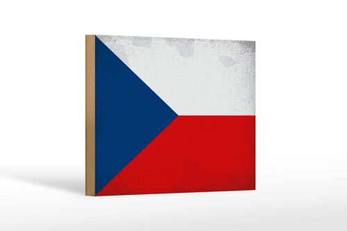 Holzschild Flagge Tschechien 18x12cm Czech Republic Vintag Dekoration