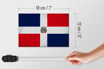 Panneau en bois drapeau République Dominicaine 18x12 cm décoration vintage 4