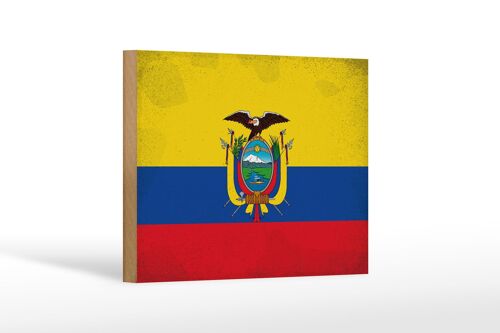 Holzschild Flagge Ecuador 18x12 cm Flag of Ecuador Vintage Dekoration