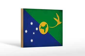 Panneau en bois drapeau île Christmas 18x12 cm drapeau décoration vintage 1