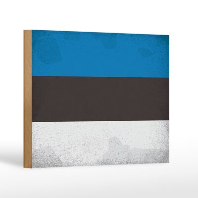 Letrero de madera bandera Estonia 18x12 cm Bandera de Estonia decoración vintage