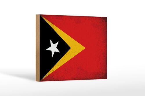 Holzschild Flagge Osttimor 18x12cm Flag East Timor Vintage Dekoration