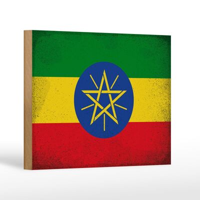 Holzschild Flagge Äthiopien 18x12 cm Flag Ethiopia Vintage Dekoration