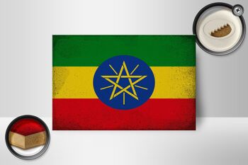 Panneau en bois drapeau Ethiopie 18x12 cm Drapeau Ethiopie décoration vintage 2