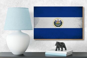 Panneau en bois drapeau El Salvador 18x12 cm El Salvador décoration vintage 3