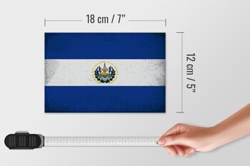 Panneau en bois drapeau El Salvador 18x12 cm El Salvador décoration vintage 4