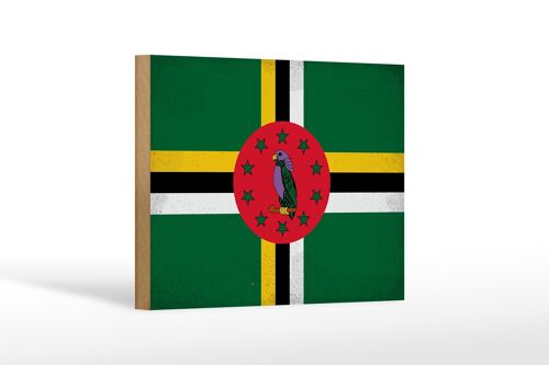 Holzschild Flagge Dominica 18x12cm Flag of Dominica Vintage Dekorationschild